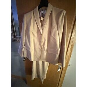 Le Suit Pantsuit Womens 20W Blazer & Pants Office Career Wide Leg Butter Tan